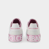 Portofino Sneakers - Dolce & Gabbana - White/Pink - Leather