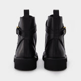 Vlogo Signature Combat Boot in Black Leather