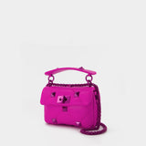 Roman Stud Small Bag in Pink Leather