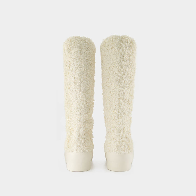 Tall Eco Shearling Chunk Sole Boots in Ivory Poly