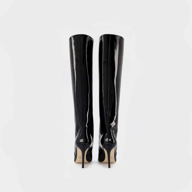 Stiletto Boots 85 in Black Patent Leather