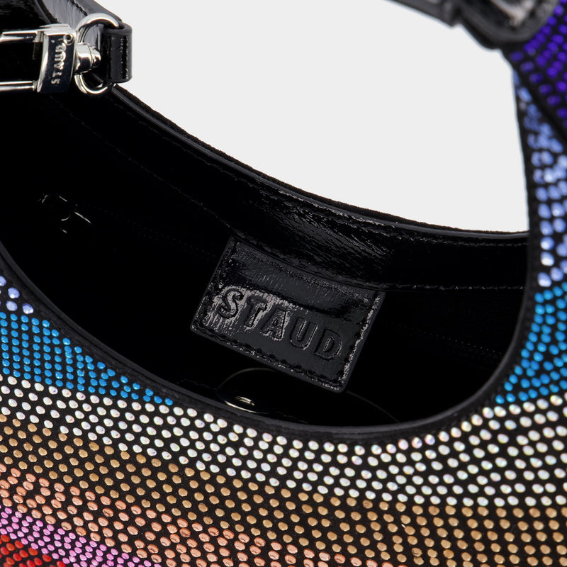 Mini Moon Crystal  Handbag - Staud - Rainbow/Black - Leather