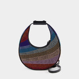 Mini Moon Crystal  Handbag - Staud - Rainbow/Black - Leather
