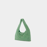 Mini Crystal Mesh Armpit Bag in Green Brass