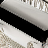Midi Crystal Fringe Tote Bag - Kara - Black/White - Leather