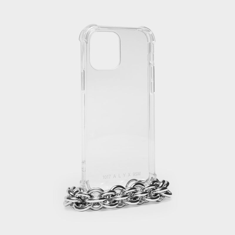 IPhone 12 Case in TPU and Silver Aluminium with Small Chain