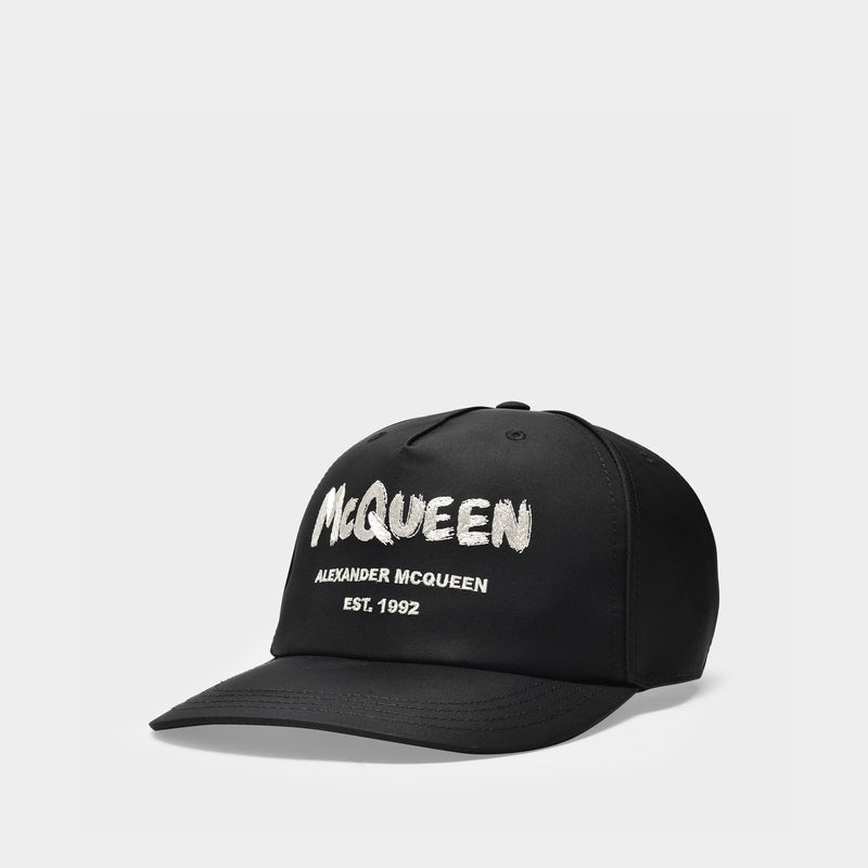 McQueen Graffiti Hat in Black Polyester