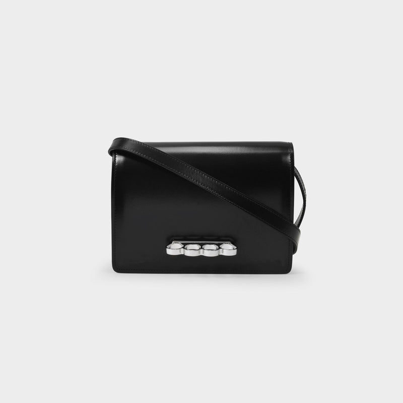Four Ring Satchel in Black Leather
