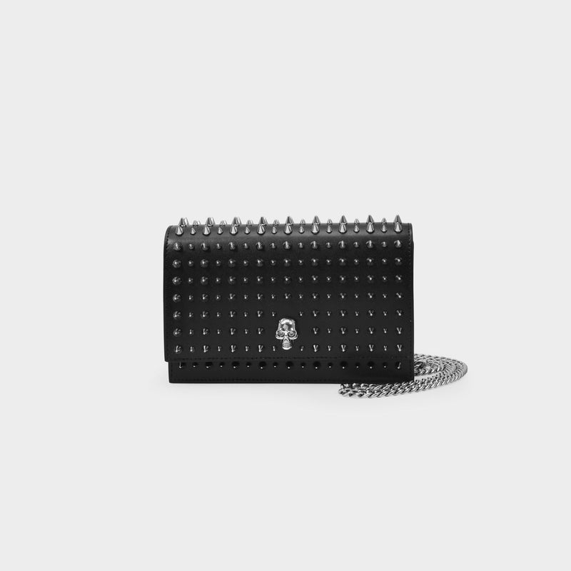 Skull Mini Bag in Black Leather and Studs