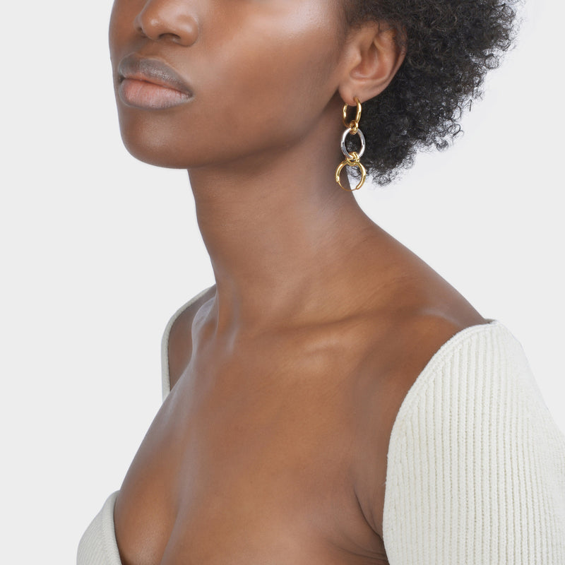 Three Lovers Mono Earring in Vermeil and Silver
