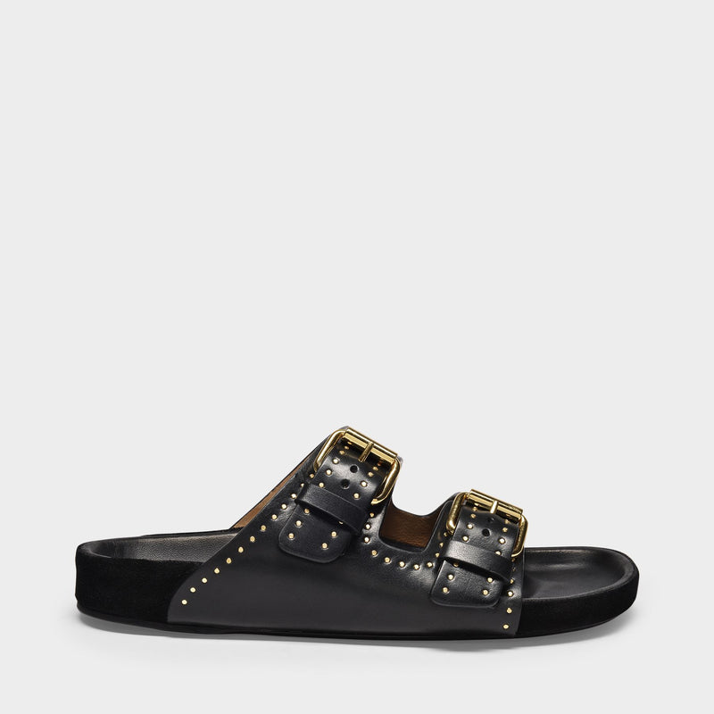 Lennyo Sandals in Black Leather