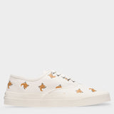 All Over Fox Head Sneakers in White Canvas