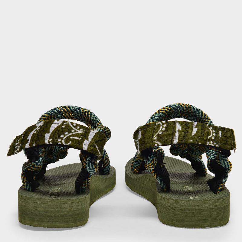 Trekky Sandals in Green Polyester