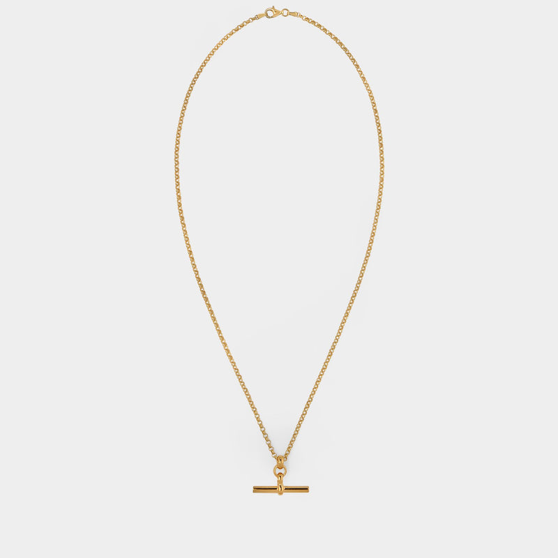 Small Gold T-Bar On Belcher Chain in Gold Plated Silver