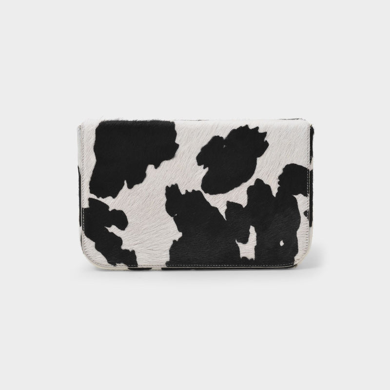 Mailbox Clutch in White and Black Leather
