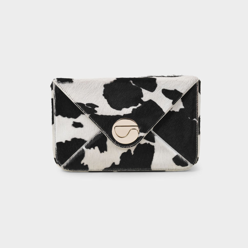 Mailbox Clutch in White and Black Leather