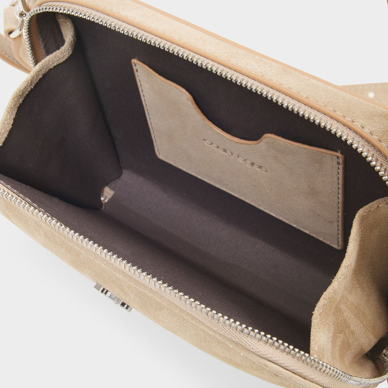 Mirror Pochette Bag in Beige Leather