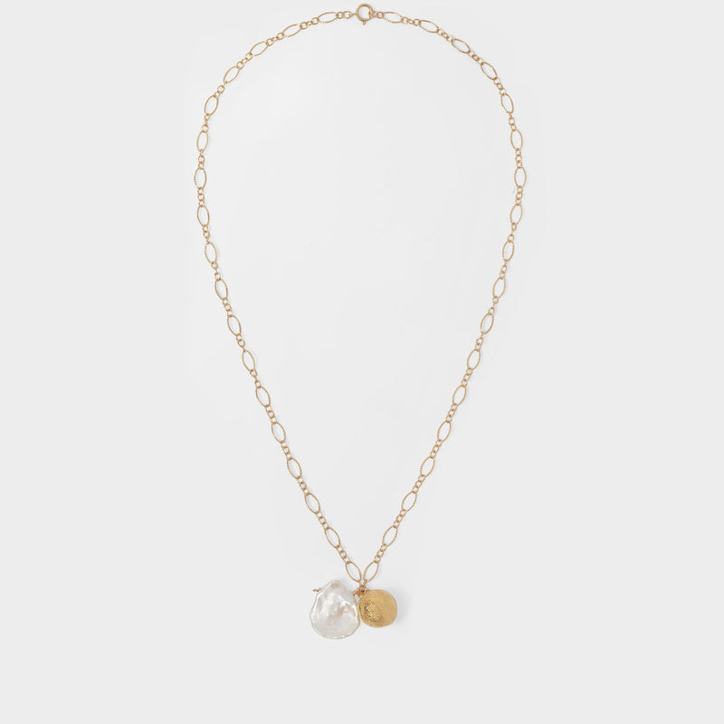 The Moon Fever Necklace in Gold Plated Bronze and Freshawater Pearl