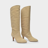 Laylis Boots in Beige Suede Leather