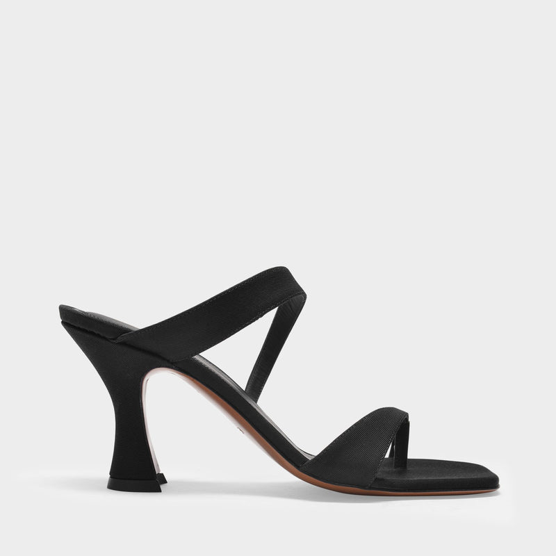 Sika Sandals in Black Grosgrain Smooth Leather