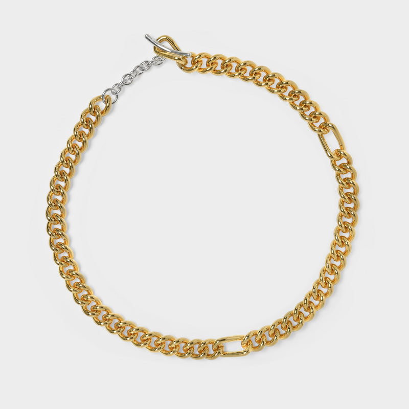 Curve Chain Transforming Necklace in Silver and Gold Plated Brass