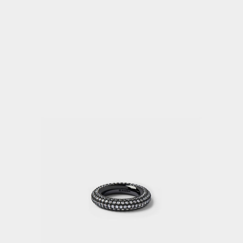 Pave Doughnut Ring in Black Silver