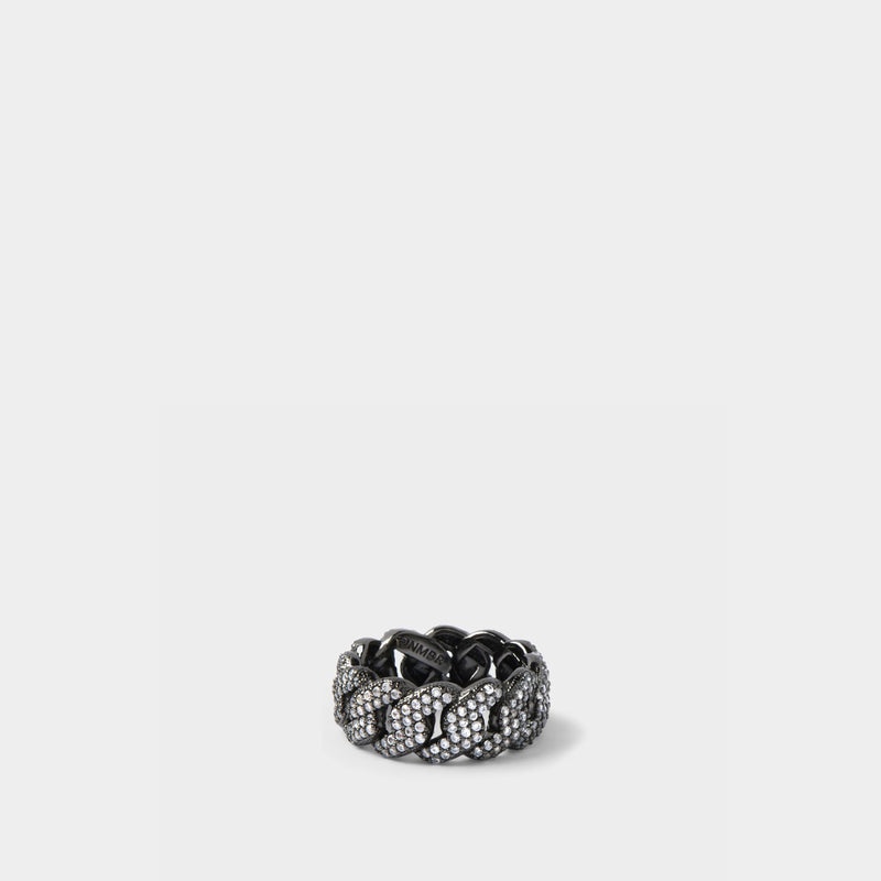 Pave Chain Ring in Black Silver