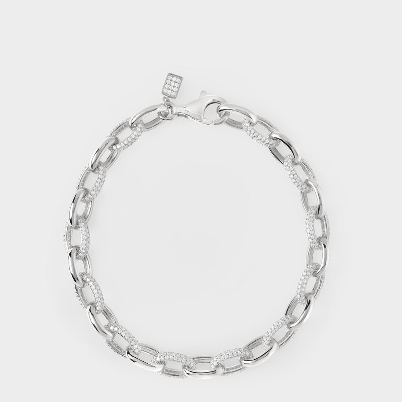 Pave Link Chain Bracelet in White