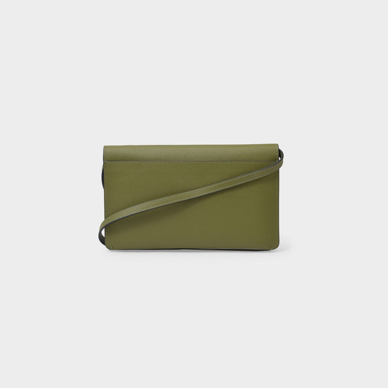 3 Comp Pouch in Green Leather