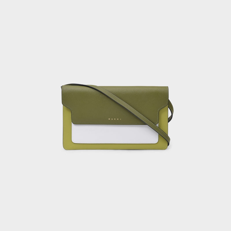 3 Comp Pouch in Green Leather