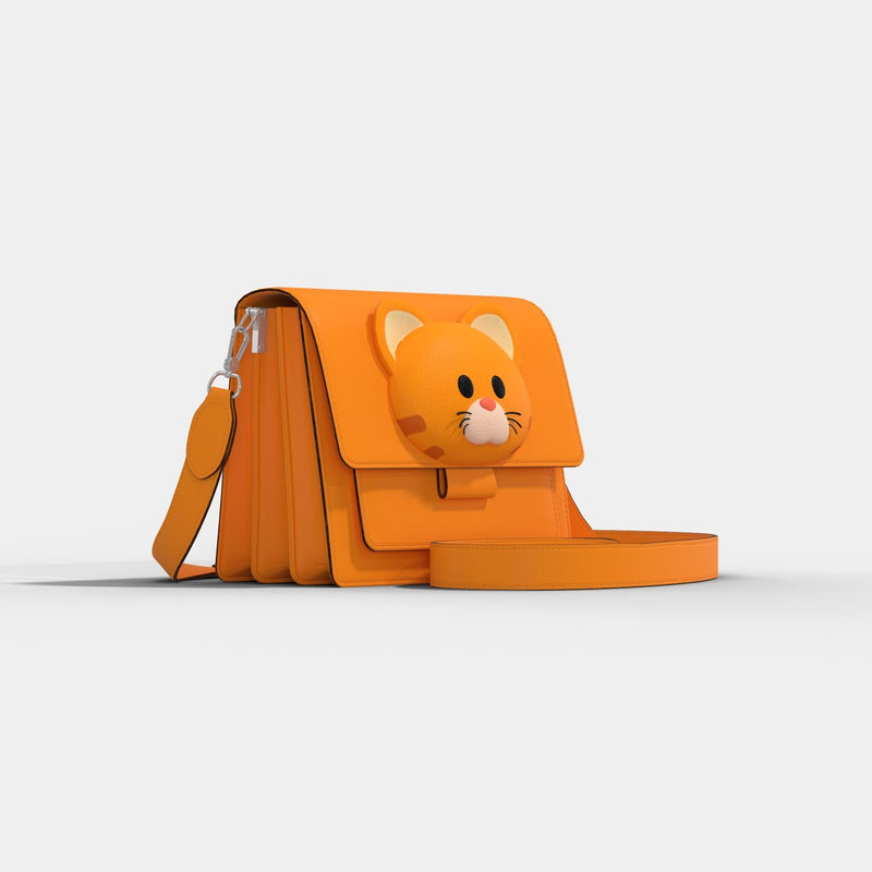 Classic Cross Body Handbag (Kitty) - Orange