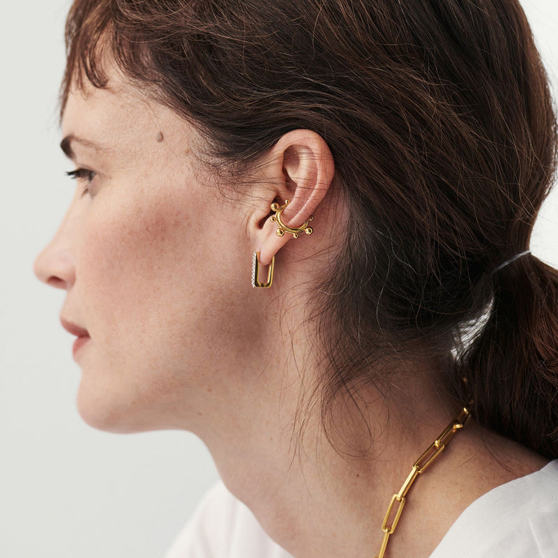 Pavé Ovate earrings in Gold