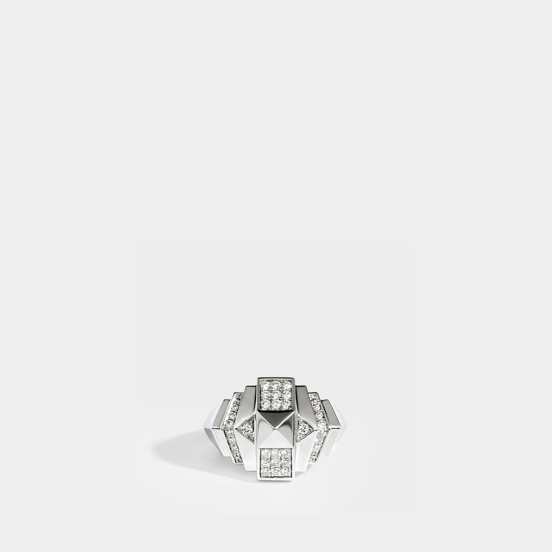 Rockway Mini Pyramid Ring in Diamonds/Silver