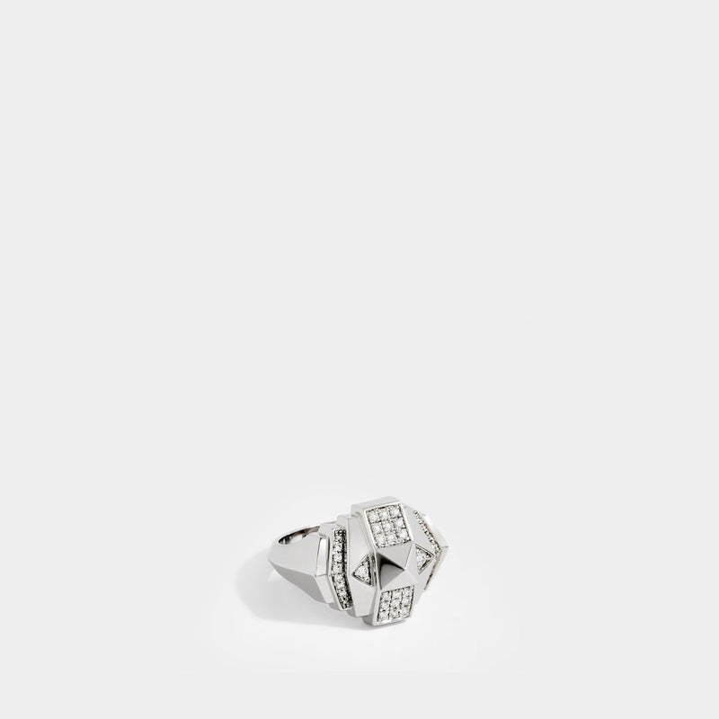 Rockway Mini Pyramid Ring in Diamonds/Silver