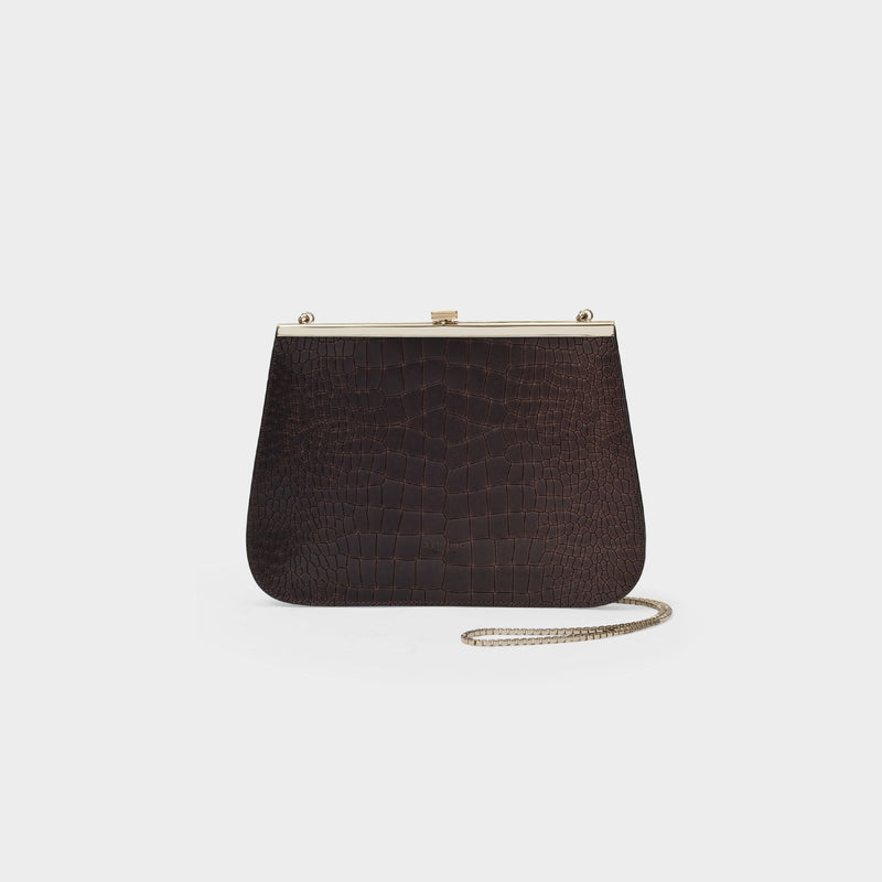 La Anouk Bag in Brown Croco Embossed Leather