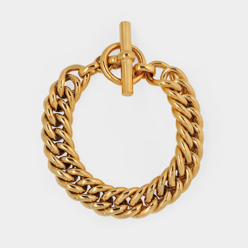Large Gold Curb Link Bracelet in Gold Plated Bronze