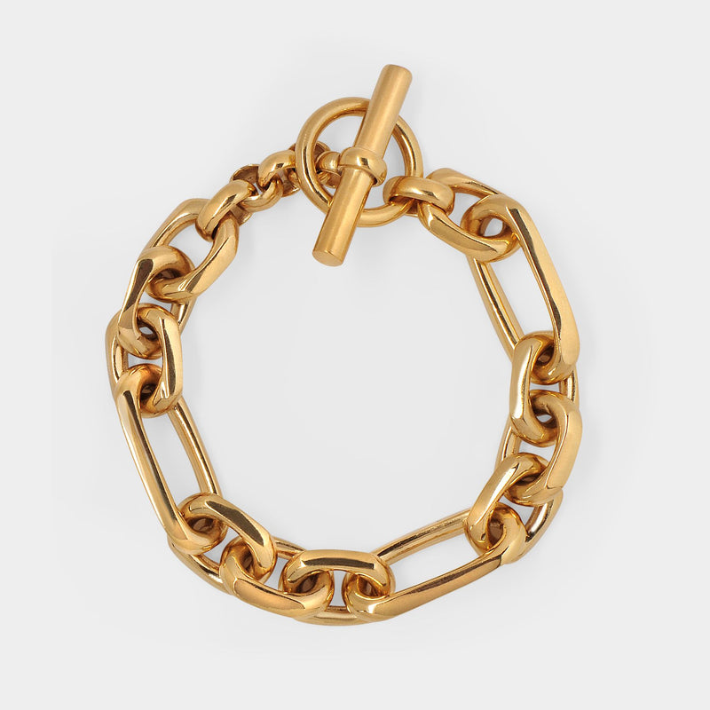 Large Gold Watch Chain Bracelet in Gold Plated Bronze