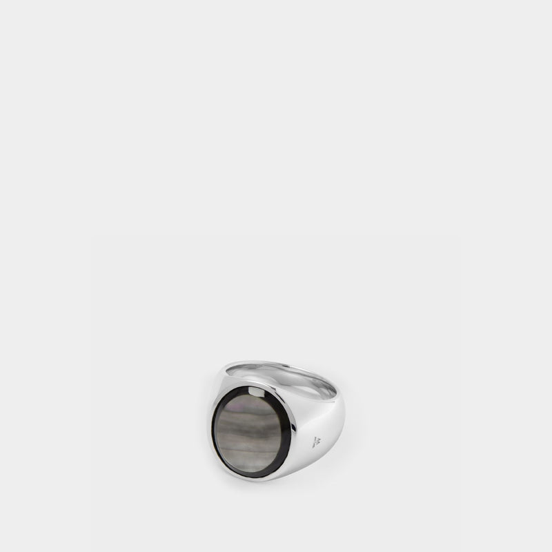 Oval Ring in Silver and Black Mother of Pearl