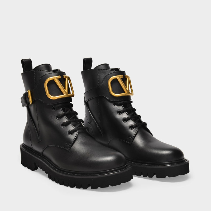 Combat Boot T.35 in Black Leather