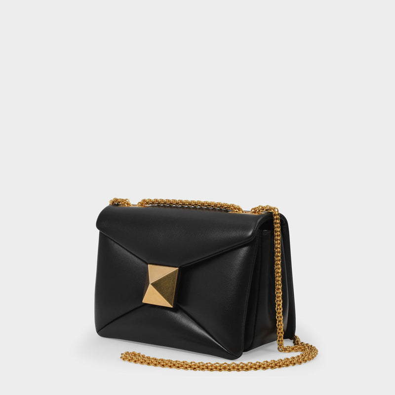 One Stud Bag in Black Leather